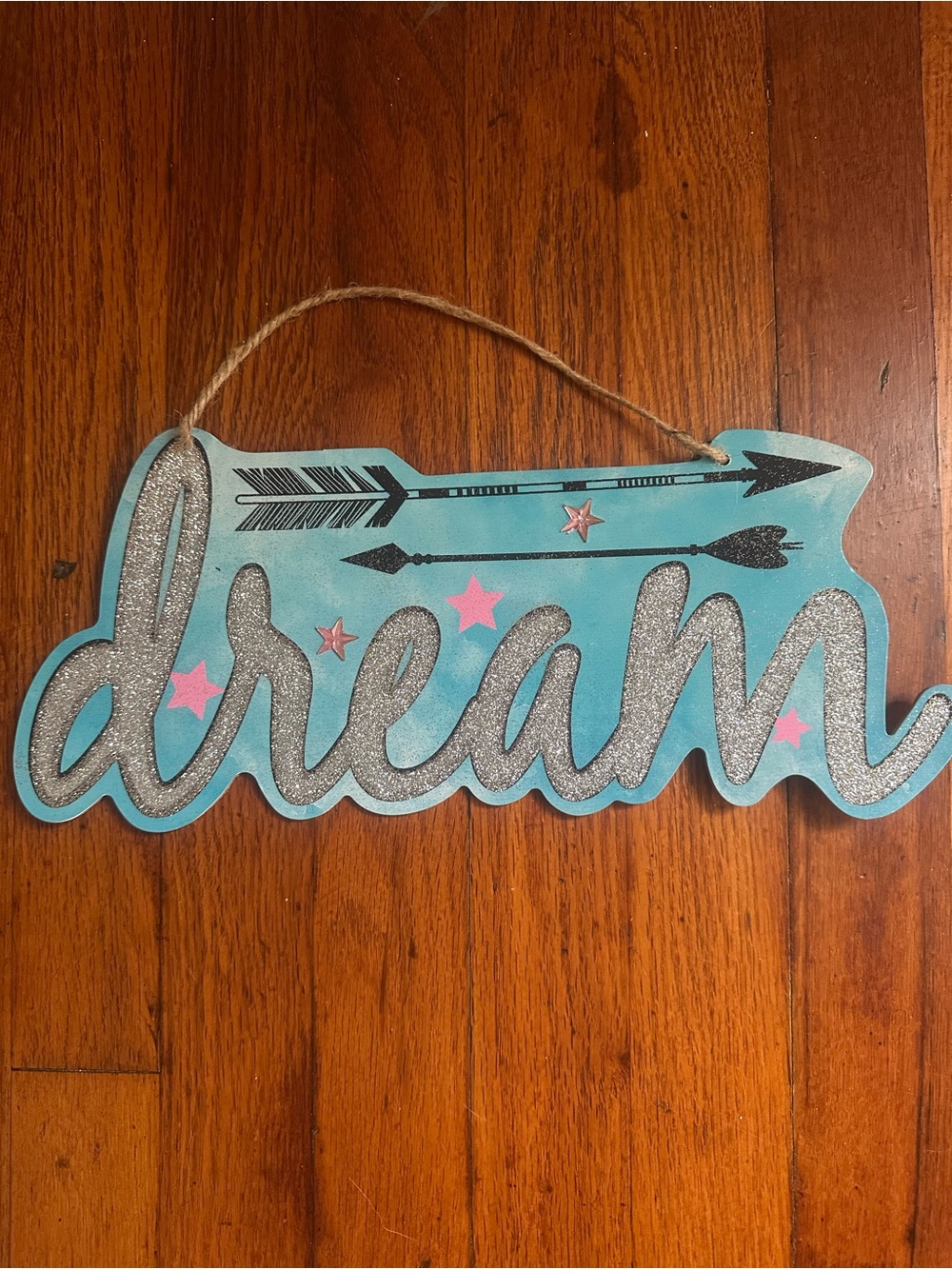 Dream Wall Sign in Teal, Pink & Silver - Decorative Home Wall Decor
